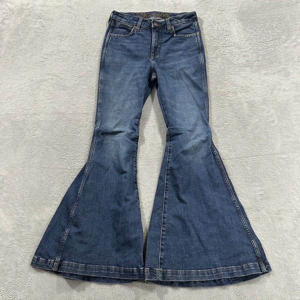 Wrangler Jeans Women 27x32 Blue High Rise Flare Leg Y2K Vtg Western Cowboy